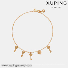 74947 Hot sale high quality lady jewelry gold plated key shape simple style anklet with small bell